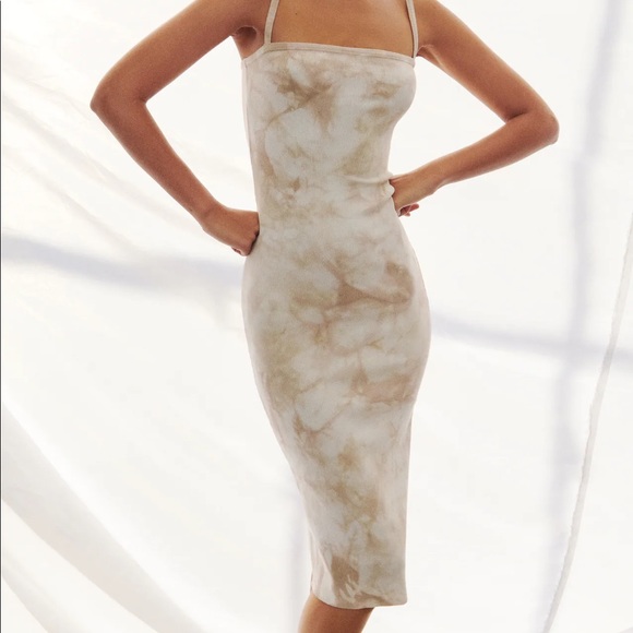 NWT Zara Tie Dye Ribbed Fitted Tan Dress (Sold out online) - Picture 1 of 5